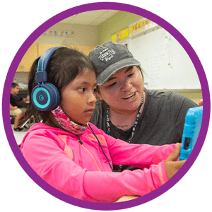 little girl with mentor hat